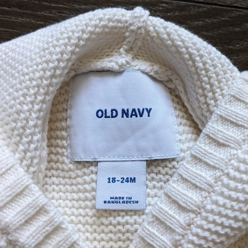 NWT Old Navy Hooded Textured-Knit Cardigan in Sea Salt Size 18-24 Months